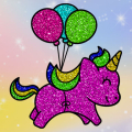 Coloring Book Glittered Unicorns